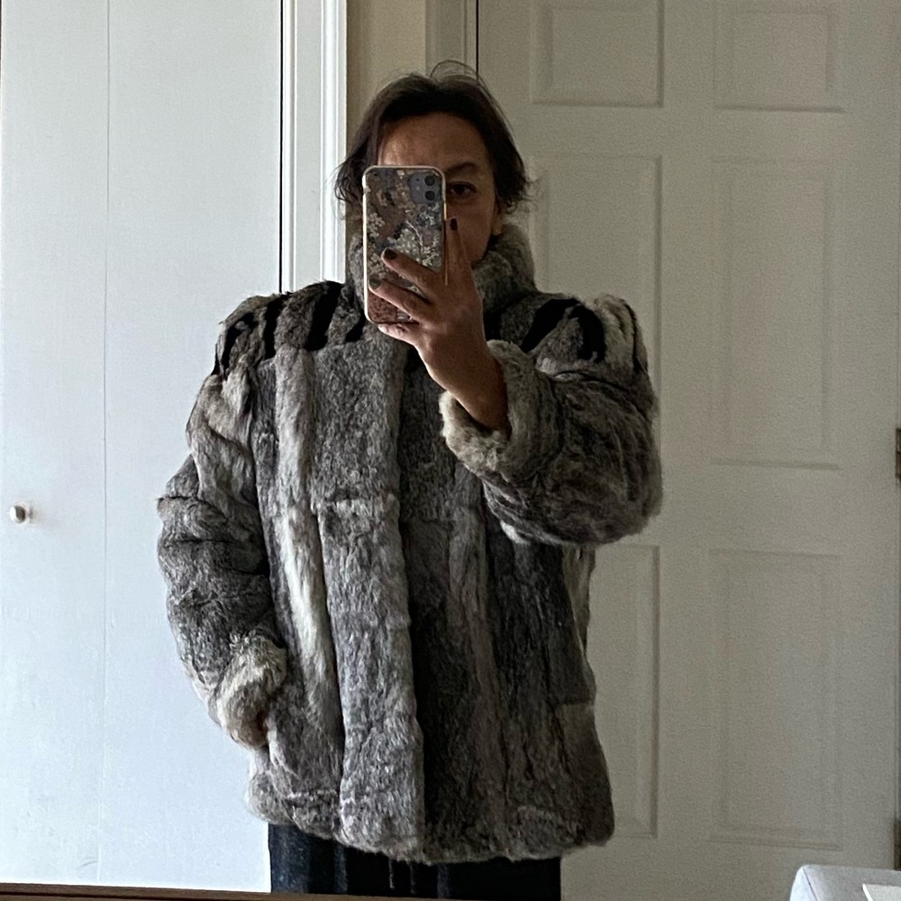 Sergio Valente Vintage Rabbit Fur Coat Luxurious Mobwife  Retro Old Money Sz L
